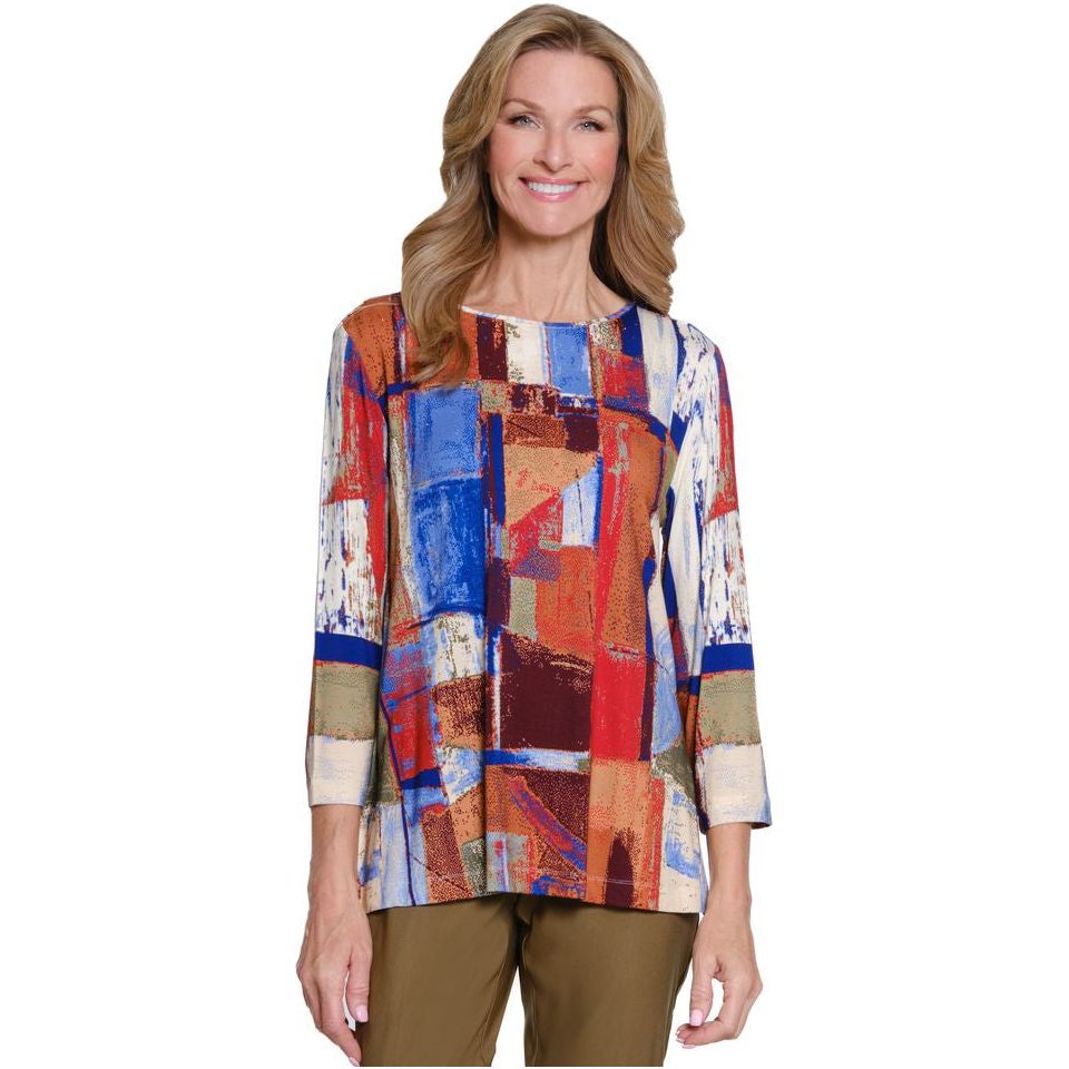Multiples Abstract Block Embellished Top