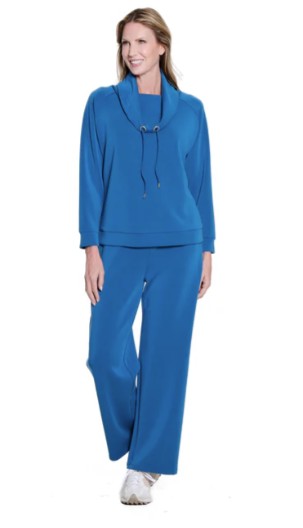 Multiples Cuffed Raglan Sleeve Drawstring Cowl Collar Top (4 Colors)