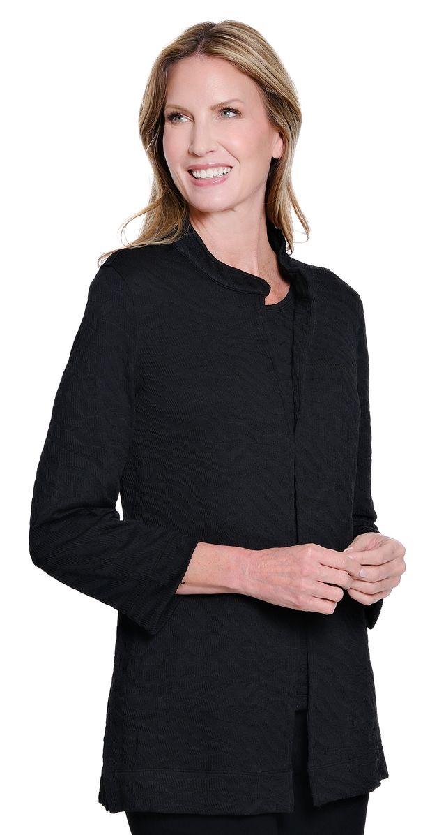 Multiples Petite Jacquard Knit Jacket & High Neck Tank Top Set (2 Colors)