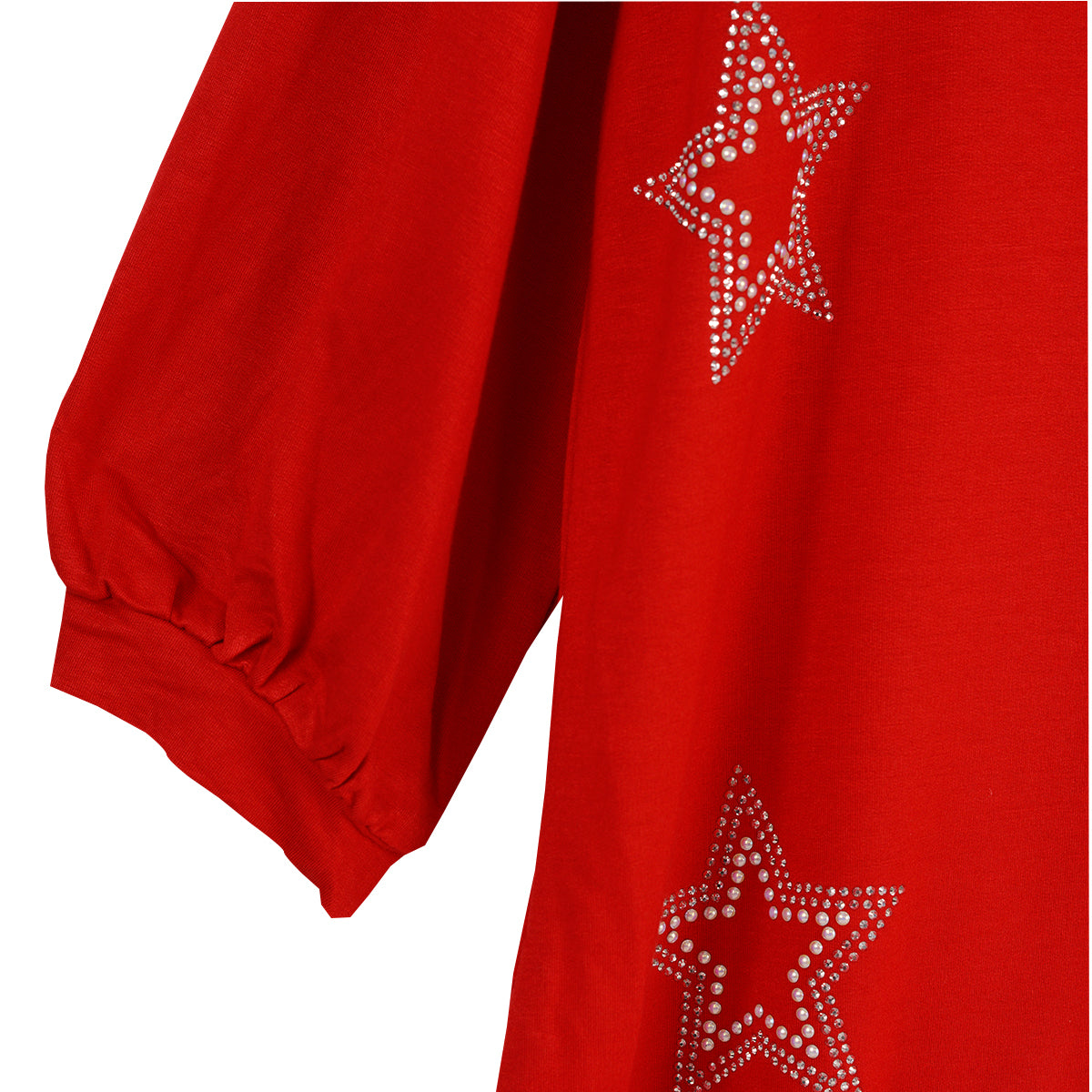 Multiples Petite Crew Neck Stars Red Top