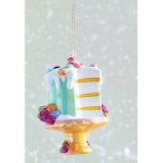 One Hundred 80 Degrees Green Stripe Macaroon Cake Glass Ornament