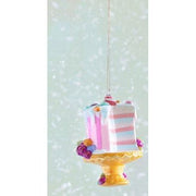 One Hundred 80 Degrees Pink Stripe Macaroon Cake Glass Ornament