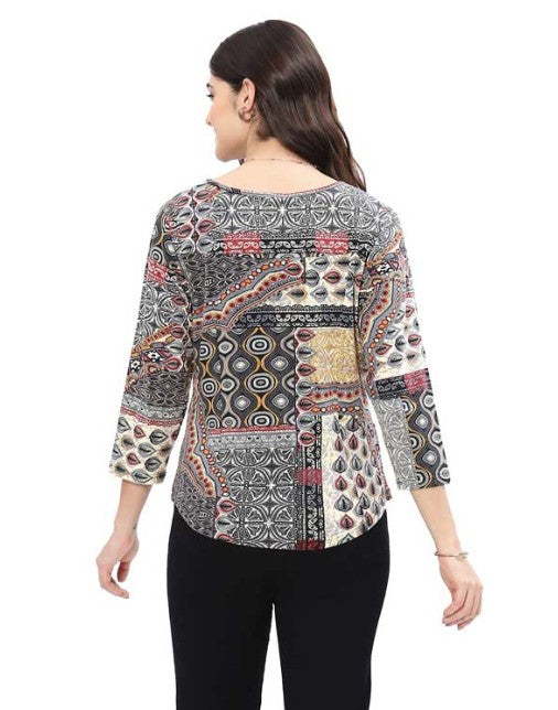 Parsley & Sage Macy Multi Printed Button Top (MULTI)