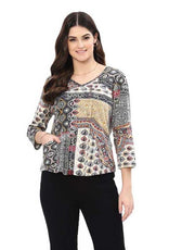 Parsley & Sage Macy Multi Printed Button Top (MULTI)