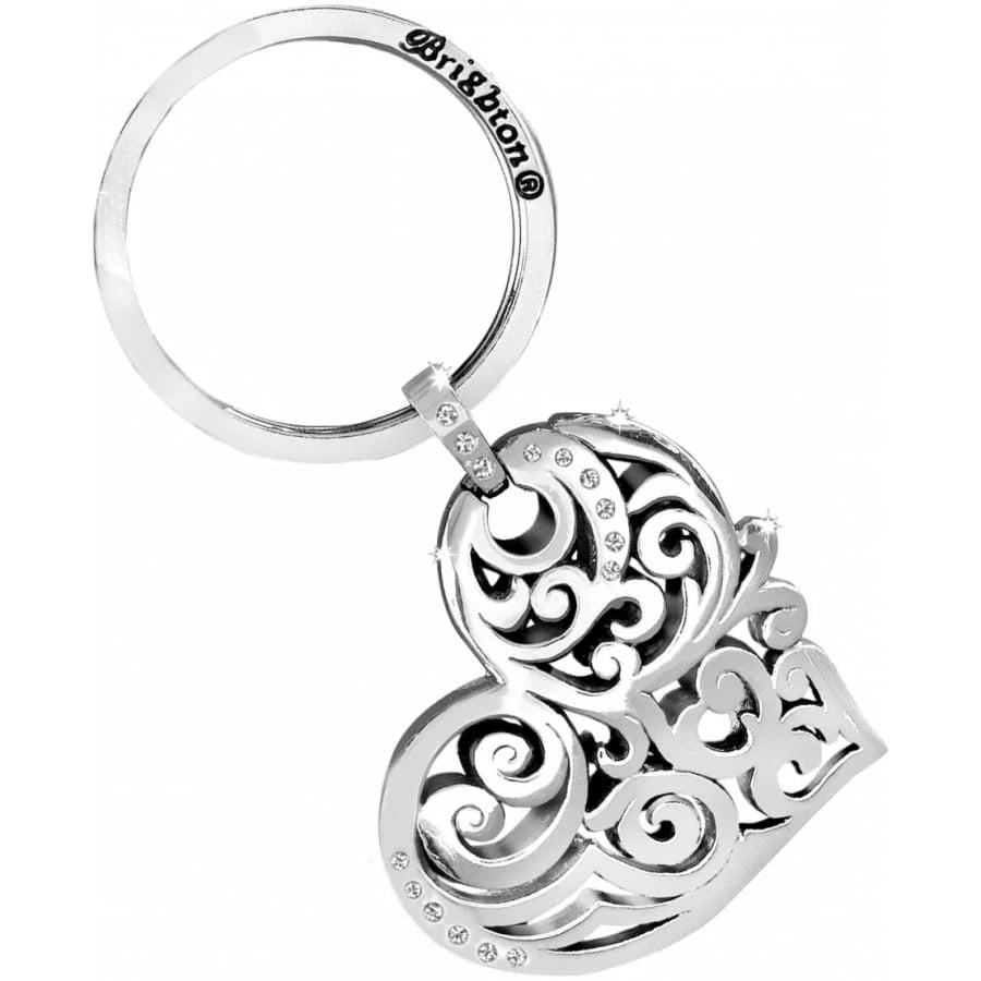 Brighton Madrid Heart Key Fob (E13550)(Silver Stone)