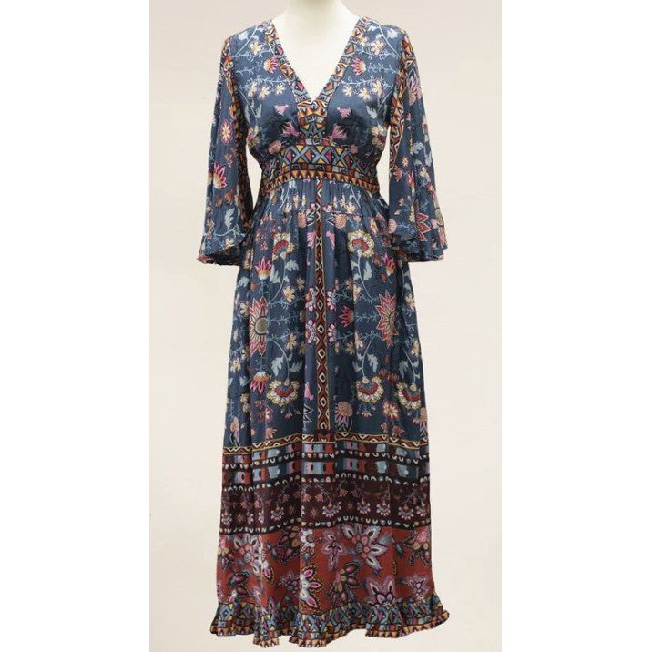 Kyla Seo Melina Mixed Print Dress (LKRE160-P309) NVY