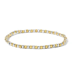 My Fun Colors Fashion Fortunes Cube Bead Silver Gold Bracelet Petite (3mm) (2020M)