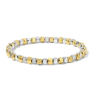 My Fun Colors Fashion Fortunes Cube Bead Gold Silver Bracelet Medium  (4mm) (2030M)