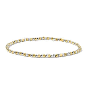 My Fun Colors Fashion Fortunes Round Bead Silver Gold Bracelet Petite (3mm) (3020M)