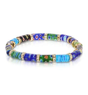 My Fun Colors Millefiori Glass Stretch Bead Bracelet (MU8602(Midnight)