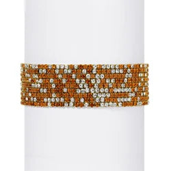 My Fun Colors Petite Crystal Tennis Bracelet Stretch Bracelet (PCT-196G)(Carmel Mix Gold)