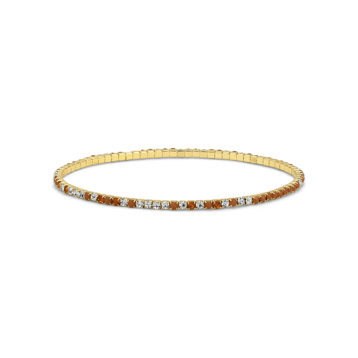 My Fun Colors Petite Crystal Tennis Bracelet Stretch Bracelet (PCT-196G)(Carmel Mix Gold)