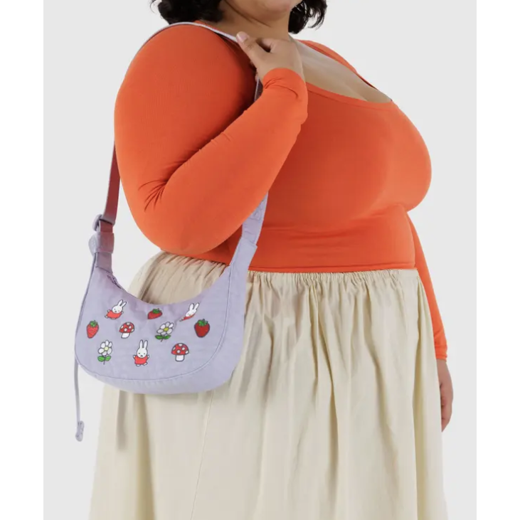 Baggu Small Nylon Crescent Bag - Embroidered Miffy