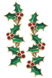 Canvas Style Meet Me Under the Mistletoe Enamel Earrings (GRN/RED)