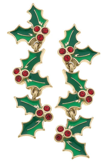 Canvas Style Meet Me Under the Mistletoe Enamel Earrings (GRN/RED)