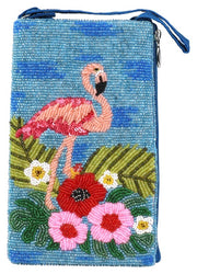 Hand Beaded Flamingo Follies Club Bag ( SHB729)(Turquoise)