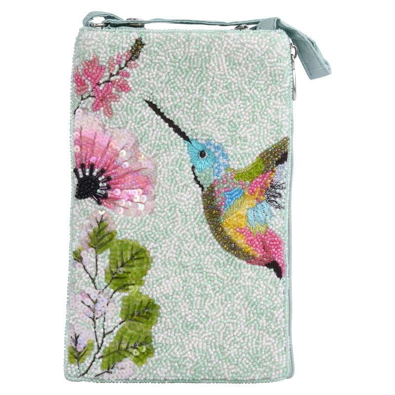 Hand Beaded Hummingbird Club Bag ( SHB789)(Mint)