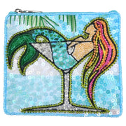 Hand Beaded Mertini by Sarah Walters Essential  Pouch ( SHCP062)(Aqua)
