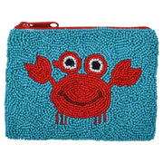 Hand Beaded Crab  Essential  Pouch ( MTY010)(Turquoise)