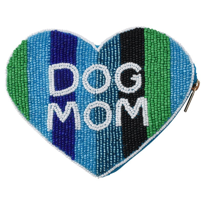 Hand Beaded Dog Mom Essential Pouch ( MTY010)(Stripes)