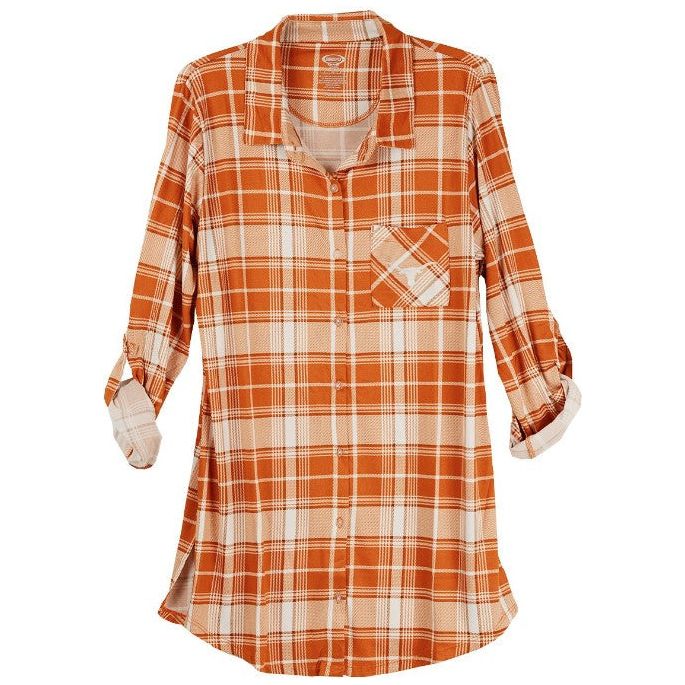 Texas Longhorn Ashford Ladies Knit Plaid Nightshirt