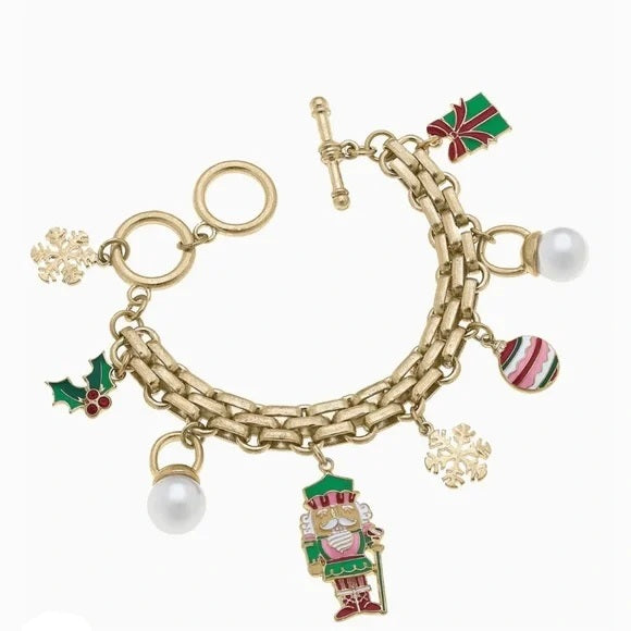 Canvas Style Naughty Nutcracker Enamel Charm Bracelet