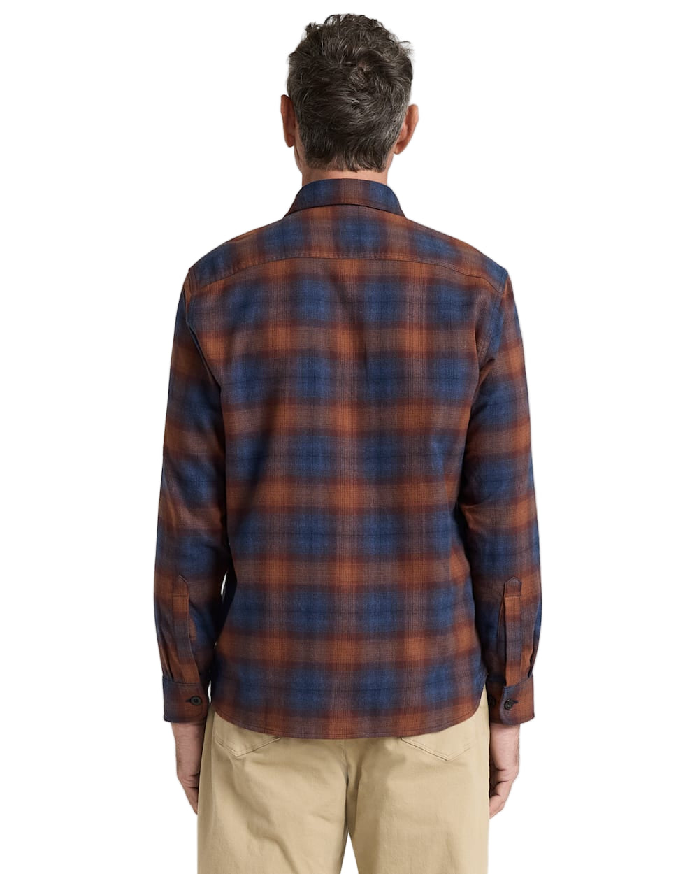 Pendleton Men's Burnside Cotton Flannel Navy Brick Plaid Shirt