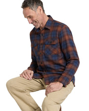 Pendleton Men's Burnside Cotton Flannel Navy Brick Plaid Shirt