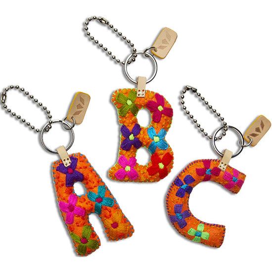Consuela Hand Embroidered Orange Felt Letter Charm (A-Z)