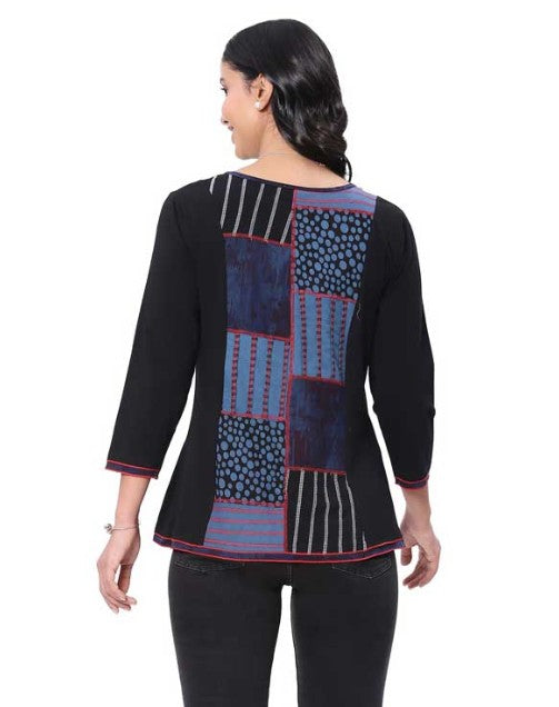 Parsley & Sage Ocean Front Panel Print Top (Blue)