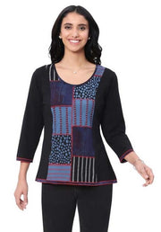 Parsley & Sage Ocean Front Panel Print Top (Blue)