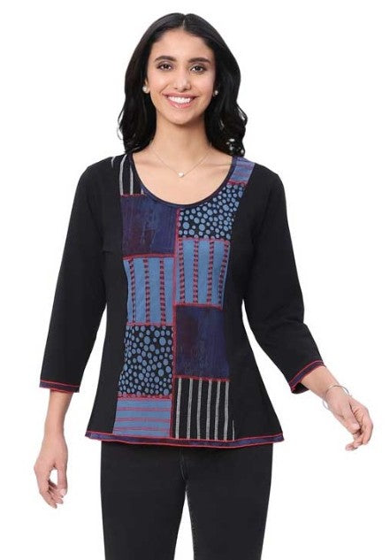 Parsley & Sage Ocean Front Panel Print Top (Blue)