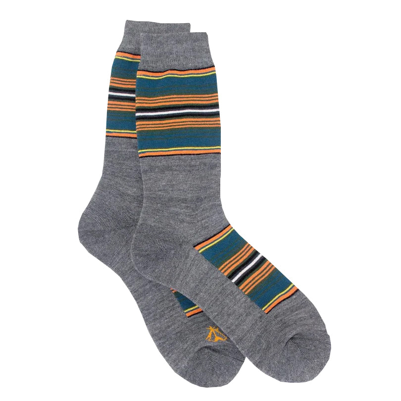 Pendleton Olympic Stripe Cotton Blend Charcoal Crew Socks