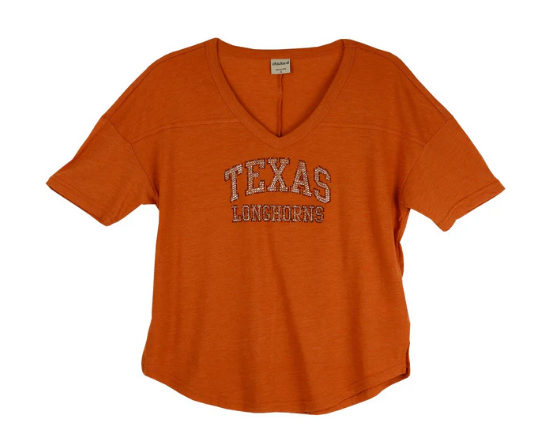 Chicka-D Orange Outline Texas Longhorn V-Neck Jersey Tee