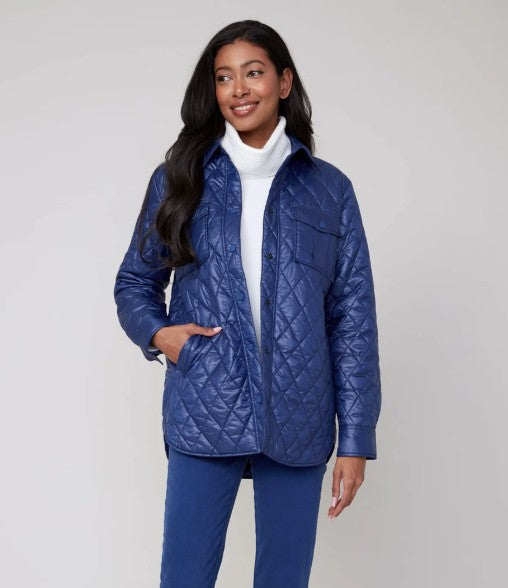 Renuar Quilted Puff Oxford Blue Jacket (R3909L-E3034)(Oxford Blue)