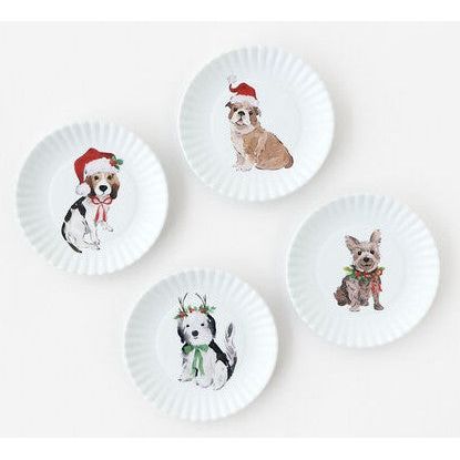One Hundred 80 Degrees Santa Paws Melamine "Paper" Plates (Set of 4)