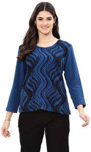 Parsley & Sage Paxton Print Top (BLU/BLK)