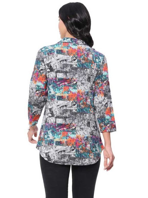 Parsley & Sage Peggy Abstract Print Shirt (MULTI)(25W209G)