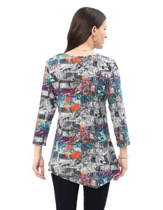 Parsley & Sage Peggy Abstract Print Tunic (MULTI)(25W209T5)