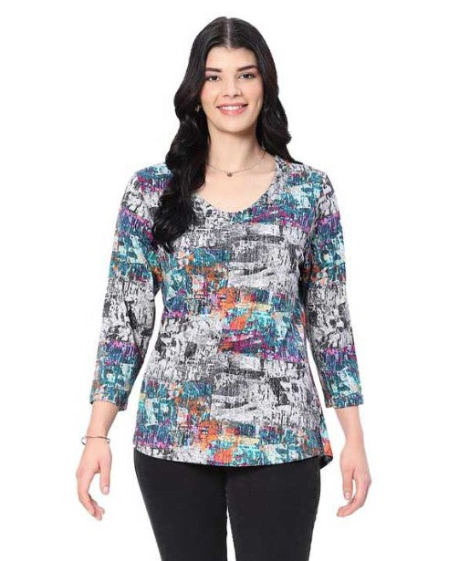 Parsley & Sage Peggy Abstract Print Top (MULTI)