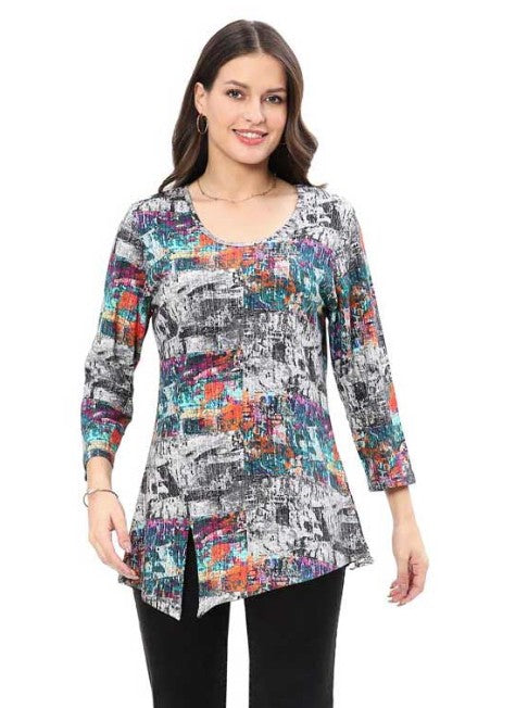 Parsley & Sage Peggy Abstract Print Tunic (MULTI)(25W209T5)