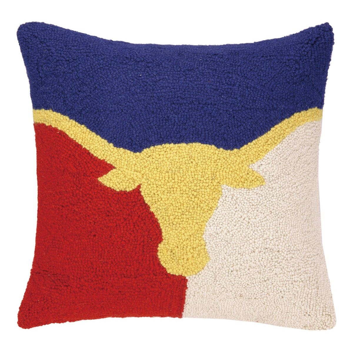 Longhorn in Red/White & Blue Hook Pillow (30HRS56C18SQ)