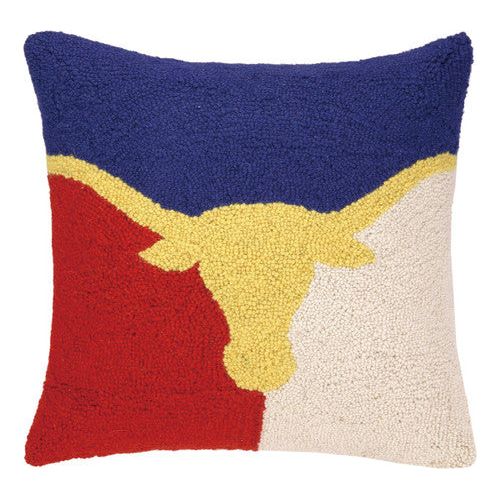 Longhorn in Red/White & Blue Hook Pillow (30HRS56C18SQ)