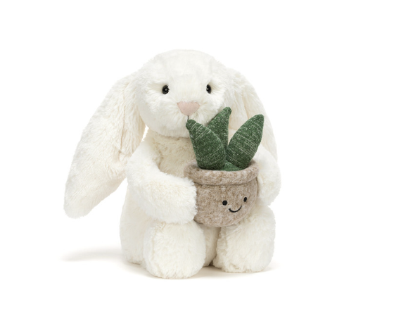 Jellycat Bashful Cream Bunny With Plant