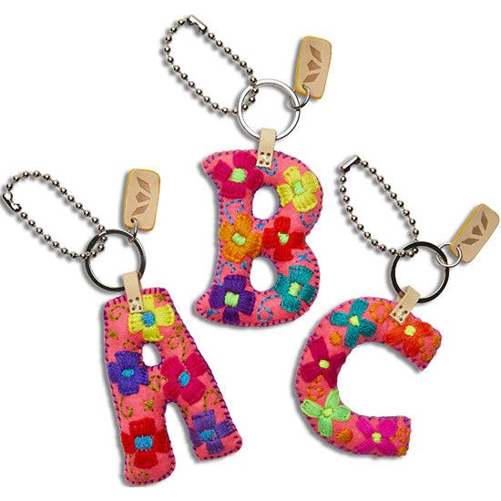 Consuela Hand Embroidered Pink Felt Letter Charm (A-Z)