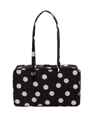 Baggu Medium Nylon Bowler Bag - Black and Cream Polka Dot