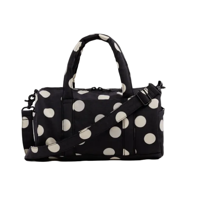 Baggu Nylon Duffle Bag - Black and Cream Polka Dot