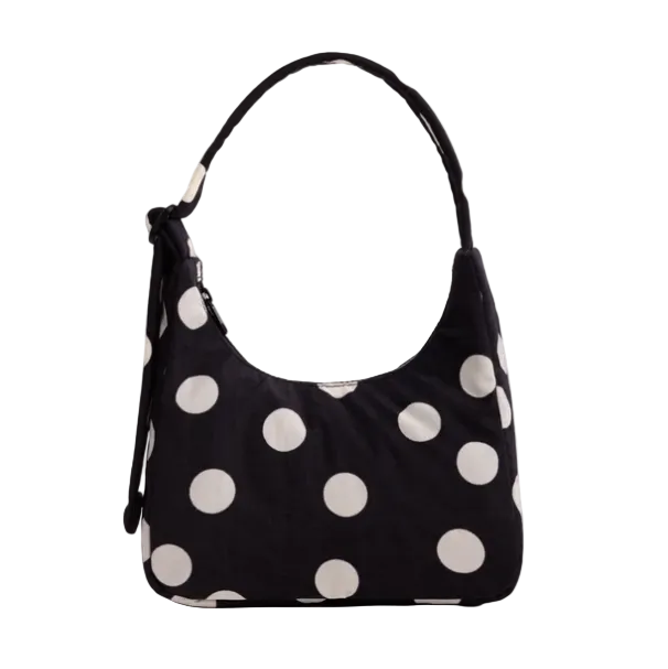 Baggu Mini Nylon Shoulder Bag - Black & Cream Polka Dot