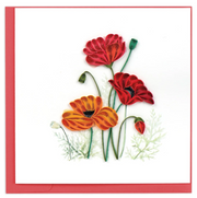 Red & Orange Poppies Quilling Card