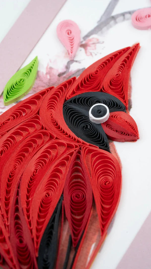 Quilling Bookmark Cardinal & Cherry Blossom (QC-BK-10090)
